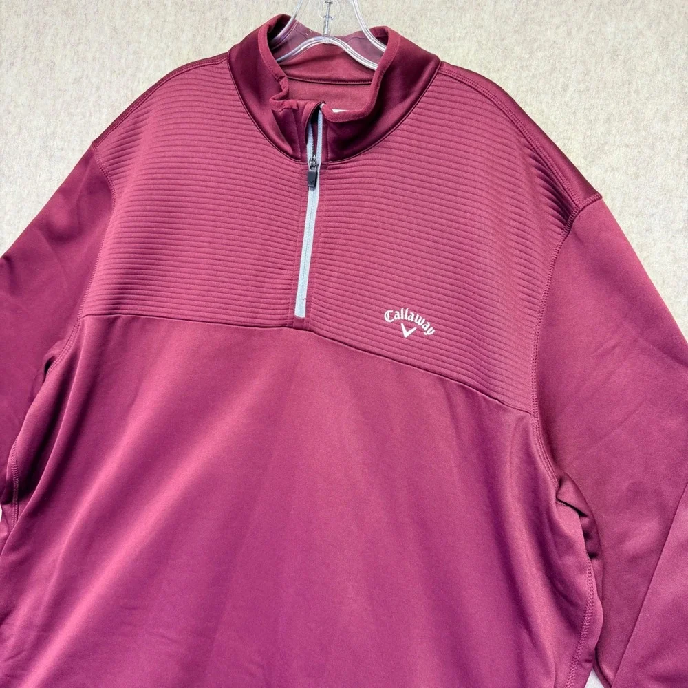 Callaway 1/4 Zip Pullover‎ Men XXL Maroon Textured Golf Fleece Weather Series